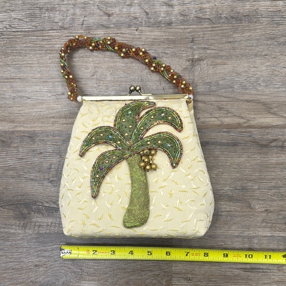 Mary Frances Tropical Palm Tree Beaded Handbag - Picture 1 of 6